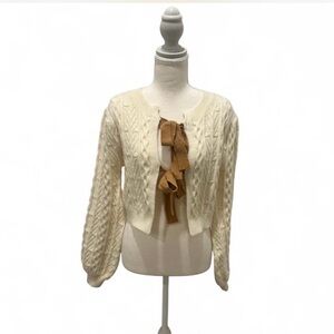 Quiet luxury Cream Cable Knit Cardigan by Storia